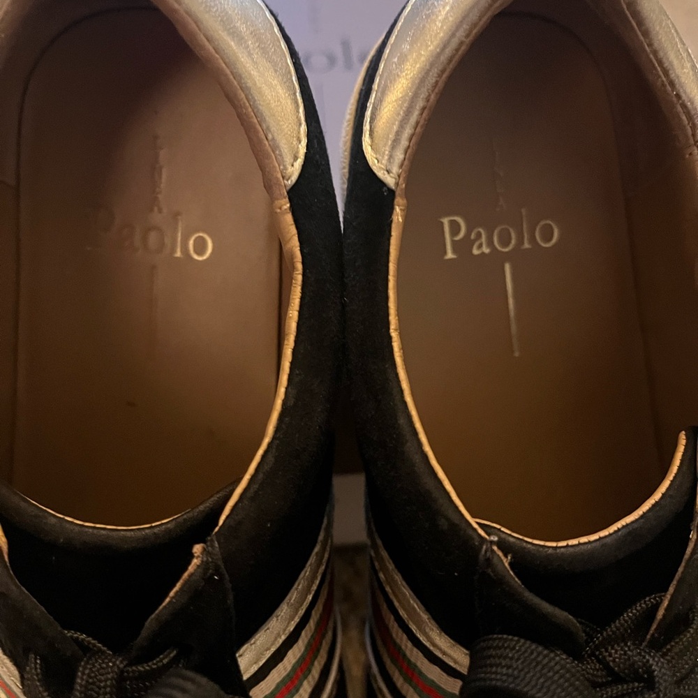 LINEA Paolo KYSON size 7 Black Gold Red Green Stripes sneakers - Picture 5 of 8
